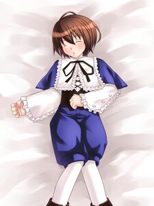 Rating: Safe Score: 2 Tags: 1boy blush brown_hair capelet closed_eyes frills image long_sleeves lying on_back pantyhose ribbon short_hair shorts sleeping solo souseiseki white_legwear User: admin