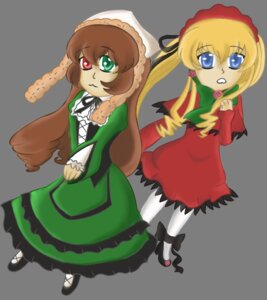 Rating: Safe Score: 0 Tags: 2girls blonde_hair blue_eyes bonnet bow brown_hair dress frills full_body green_dress image long_hair long_sleeves multiple_girls pair red_dress red_eyes rose shinku shoes standing suiseiseki transparent_background User: admin