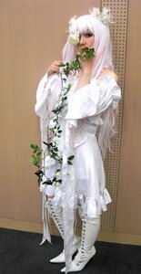 Rating: Safe Score: 0 Tags: 1girl bouquet bridal_veil dress flower full_body kirakishou long_hair solo standing very_long_hair wedding_dress white_dress white_hair User: admin