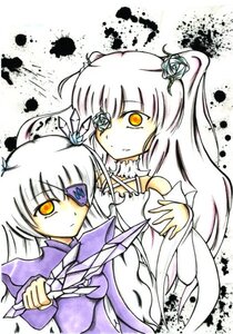 Rating: Safe Score: 0 Tags: 2girls barasuishou bare_shoulders dress eve_(elsword) eyepatch flower hair_ornament image kirakishou long_hair multiple_girls pair rose very_long_hair white_hair yellow_eyes User: admin