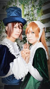 Rating: Safe Score: 0 Tags: 2girls brown_hair crossdressing dress green_dress green_eyes hat head_scarf heterochromia holding_hands interlocked_fingers long_hair long_sleeves looking_at_viewer multiple_cosplay multiple_girls red_eyes souseiseki suiseiseki tagme User: admin