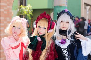 Rating: Safe Score: 0 Tags: 3girls 91076 bangs blonde_hair blue_eyes blurry blurry_background bonnet bow depth_of_field dress flower frills lips long_hair long_sleeves looking_at_viewer multiple_cosplay multiple_girls nail_polish photo smile tagme User: admin