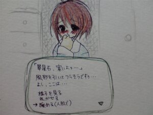 Rating: Safe Score: 0 Tags: 1girl blush brown_hair image long_sleeves looking_at_viewer red_eyes sad simple_background solo souseiseki User: admin