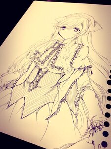 Rating: Safe Score: 0 Tags: 1girl animal_ears cat_ears dress frills image letterboxed long_hair monochrome solo suiseiseki very_long_hair User: admin