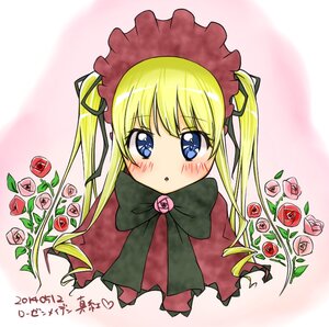 Rating: Safe Score: 0 Tags: 1girl :o blonde_hair blue_eyes blush bow bowtie capelet flower image long_hair looking_at_viewer pink_background pink_flower pink_rose red_flower red_rose rose shinku solo twintails User: admin