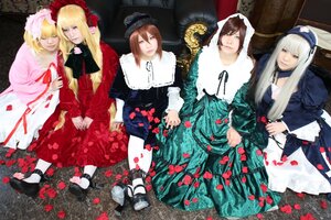 Rating: Safe Score: 0 Tags: 4girls blonde_hair blue_eyes brown_hair closed_eyes dress flower hat long_hair multiple_cosplay multiple_girls petals rose souseiseki suiseiseki tagme twins User: admin