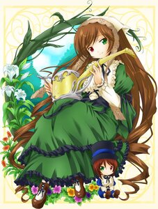 Rating: Safe Score: 0 Tags: 2girls brown_hair dress flower frills full_body green_dress green_eyes hat head_scarf heterochromia image lily_(flower) long_hair long_sleeves looking_at_viewer michii_yuuki multiple_girls pair red_eyes rozen_maiden scissors siblings sisters souseiseki suiseiseki twins twintails very_long_hair watering_can User: admin