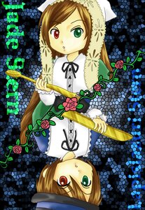 Rating: Safe Score: 0 Tags: 2girls black_ribbon brown_hair chain-link_fence dress fence flower frills green_dress green_eyes hat heterochromia holding honeycomb_(pattern) honeycomb_background image long_hair long_sleeves looking_at_viewer multiple_girls open_mouth red_eyes ribbon rose scissors short_hair siblings sisters solo souseiseki suiseiseki twins watering_can User: admin