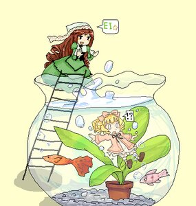 Rating: Safe Score: 0 Tags: 2girls ? blonde_hair bow dress drill_hair flower hat hina_ichigo hinaichigo image long_hair multiple_girls pair suiseiseki watering_can User: admin