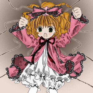 Rating: Safe Score: 0 Tags: 1girl auto_tagged blonde_hair bloomers blush bow chain dress frills green_eyes hina_ichigo hinaichigo image long_sleeves looking_at_viewer open_mouth pink_bow pink_dress short_hair solo underwear white_bloomers User: admin