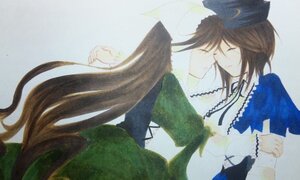 Rating: Safe Score: 0 Tags: 2girls blue_headwear brown_hair closed_eyes dress hat image jewelry kiss long_hair long_sleeves monster_girl multiple_girls necklace pair short_hair souseiseki suiseiseki very_long_hair User: admin