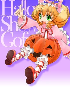 Rating: Safe Score: 0 Tags: 1girl blonde_hair bloomers bow dress drill_hair frills gofu green_eyes halloween hina_ichigo hinaichigo image jack-o'-lantern long_sleeves open_mouth pink_bow pumpkin purple_background rozen_maiden short_hair smile solo trick_or_treat underwear User: admin