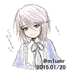 Rating: Safe Score: 0 Tags: 1girl blush frills image long_sleeves looking_at_viewer no_hat no_headwear shirt short_hair simple_background smile solo souseiseki striped upper_body vertical_stripes white_background User: admin