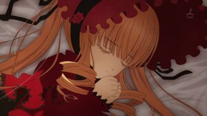 Rating: Safe Score: 0 Tags: 1girl blonde_hair bonnet closed_eyes dress drill_hair flower hairband hat image long_hair rose shinku sleeping solo User: admin