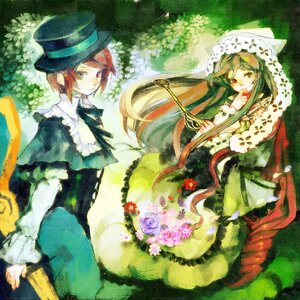 Rating: Safe Score: 0 Tags: 2girls bad_id bad_pixiv_id blue_dress bow brown_hair dress flower frills green_dress hairband hat heterochromia highres image long_hair multiple_girls out_(sxd) pair red_eyes rose rozen_maiden scissors short_hair siblings sisters souseiseki suiseiseki top_hat twins very_long_hair watering_can User: admin