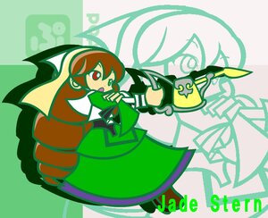 Rating: Safe Score: 0 Tags: 1girl brown_hair chibi commentary_request dress full_body green_dress green_skirt green_theme hairband heterochromia image long_hair parody puyopuyo puyopuyo_fever red_eyes rozen_maiden school_uniform solo style_parody suiseiseki very_long_hair weapon y&k User: admin