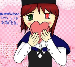 Rating: Safe Score: 0 Tags: 1girl argyle argyle_background blush box checkered checkered_background checkered_floor gift green_eyes happy_valentine hat heart heart-shaped_box holding holding_gift image long_sleeves open_mouth plaid_background red_eyes red_hair short_hair solo souseiseki upper_body valentine User: admin