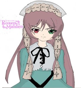 Rating: Safe Score: 0 Tags: 1girl bangs black_ribbon brown_hair dress frills green_dress green_eyes heterochromia image long_hair long_sleeves looking_at_viewer red_eyes ribbon simple_background smile solo suiseiseki twintails upper_body white_background User: admin