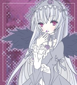 Rating: Safe Score: 0 Tags: 1girl black_dress black_wings blush dress flower frills hairband halftone_background image lolita_hairband long_hair long_sleeves looking_at_viewer pink_eyes polka_dot polka_dot_background ribbon rose silver_hair solo suigintou very_long_hair wings User: admin