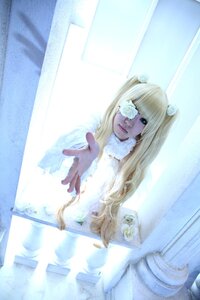 Rating: Safe Score: 0 Tags: 1girl blonde_hair blue_eyes dress eyepatch flower hair_flower hair_ornament kirakishou long_hair outstretched_hand rose solo User: admin