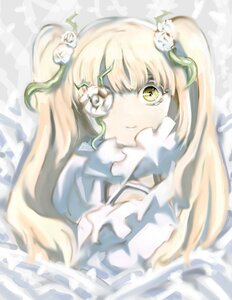 Rating: Safe Score: 0 Tags: 1girl bangs blonde_hair blurry dress eyepatch flower frills hair_flower hair_ornament image kirakishou long_hair looking_at_viewer rose solo two_side_up white_flower white_rose yellow_eyes User: admin