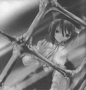 Rating: Safe Score: 0 Tags: 1girl frills greyscale holding holding_umbrella image long_sleeves monochrome sitting solo souseiseki umbrella User: admin