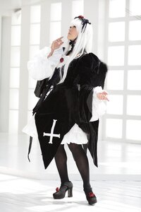 Rating: Safe Score: 0 Tags: 1girl black_footwear black_legwear full_body hair_ornament high_heels indoors long_hair pantyhose solo standing suigintou white_hair window User: admin