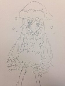 Rating: Safe Score: 0 Tags: 1girl auto_tagged hat image long_hair long_sleeves looking_at_viewer monochrome photo sketch solo suiseiseki traditional_media very_long_hair User: admin