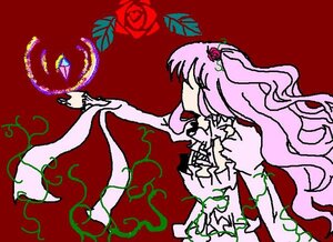 Rating: Safe Score: 0 Tags: 1girl dress flower frills hair_ornament image kirakishou long_hair pink_hair profile red_background red_flower red_rose rose simple_background solo thorns very_long_hair vines User: admin