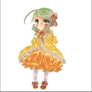 Rating: Safe Score: 0 Tags: 1girl :o ahoge bow dress drill_hair flower frills full_body green_eyes green_hair hair_ornament image kanaria pantyhose solo standing striped white_background white_legwear yellow_dress User: admin