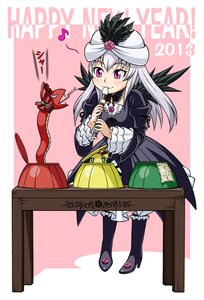 Rating: Safe Score: 0 Tags: 1girl boots dress eating food gothic_lolita hat high_heels image lolita_fashion long_hair pink_eyes purple_eyes silver_hair sitting solo suigintou wings User: admin