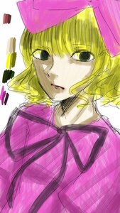 Rating: Safe Score: 0 Tags: 1girl bangs blonde_hair dress hat hinaichigo image looking_at_viewer pink_headwear simple_background solo upper_body User: admin