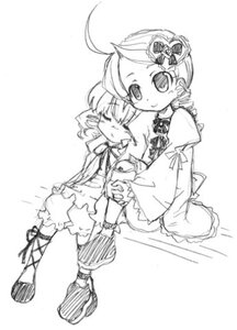 Rating: Safe Score: 0 Tags: 2girls ahoge bloomers bow dress drill_hair full_body greyscale hina_ichigo hinaichigo image kanaria long_sleeves monochrome multiple_girls pair smile twin_drills underwear white_background User: admin
