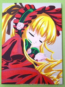 Rating: Safe Score: 0 Tags: 1girl blonde_hair bonnet bow closed_eyes dress flower image long_hair long_sleeves marker_(medium) photo ribbon rose shikishi shinku simple_background sleeping solo traditional_media User: admin