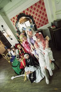 Rating: Safe Score: 0 Tags: 6+girls blonde_hair boots closed_eyes dress eyepatch hair_ornament hat long_hair multiple_boys multiple_cosplay multiple_girls pink_hair sword tagme weapon User: admin