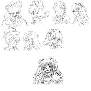 Rating: Safe Score: 0 Tags: bow hair_ornament hat image long_hair monochrome multiple multiple_girls ponytail portrait profile smile suigintou tagme top_hat User: admin