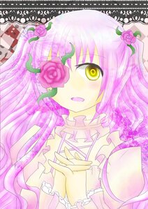 Rating: Safe Score: 0 Tags: 1girl blush dress flower frills hair_ornament hands_clasped hands_together image interlocked_fingers kirakishou long_hair own_hands_together pink_flower pink_hair pink_rose rose solo thorns vines yellow_eyes User: admin