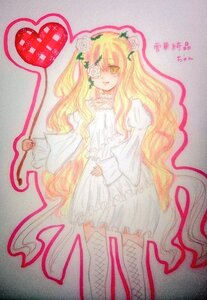 Rating: Safe Score: 0 Tags: 1girl blonde_hair dress eyepatch flower frills hair_flower hair_ornament heart image kirakishou lolita_fashion long_hair pantyhose pink_hair rose solo traditional_media very_long_hair watercolor_(medium) wavy_hair yellow_eyes User: admin