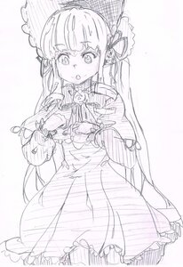 Rating: Safe Score: 0 Tags: 1girl blush dress hat image lolita_fashion long_hair long_sleeves monochrome shinku solo tongue tongue_out User: admin