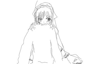 Rating: Safe Score: 0 Tags: 1girl auto_tagged blush eyebrows_visible_through_hair greyscale image long_hair looking_at_viewer monochrome simple_background sketch solo suiseiseki towel_on_head white_background User: admin