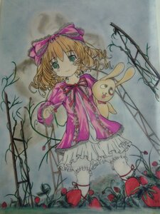 Rating: Safe Score: 0 Tags: 1girl apple blonde_hair bloomers bow dress flower food frills fruit grass hair_bow hina_ichigo hinaichigo image long_sleeves looking_at_viewer pink_bow plant smile solo standing strawberry tree underwear vines User: admin