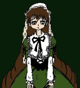 Rating: Safe Score: 0 Tags: 1girl brown_hair dress frills green_dress green_eyes heterochromia image long_hair long_sleeves looking_at_viewer red_eyes simple_background solo suiseiseki very_long_hair User: admin