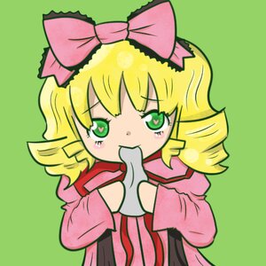 Rating: Safe Score: 0 Tags: 1girl :3 blonde_hair bow chibi dress eating green_background green_eyes hair_bow heart heart-shaped_pupils hina_ichigo hinaichigo image long_hair long_sleeves pink_bow short_hair simple_background solo symbol-shaped_pupils upper_body User: admin