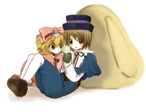 Rating: Safe Score: 0 Tags: 2girls blonde_hair blue_dress blush bow brown_hair dress full_body green_eyes hat heterochromia hina_ichigo hinaichigo image long_sleeves looking_at_viewer multiple_girls pair pink_bow red_eyes short_hair siblings sisters souseiseki suiseiseki top_hat twins User: admin