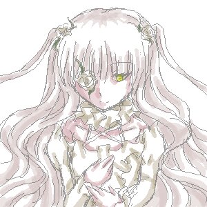 Rating: Safe Score: 0 Tags: 1girl bangs closed_mouth dress flower frills green_eyes image kirakishou long_hair looking_at_viewer simple_background solo upper_body very_long_hair white_background User: admin