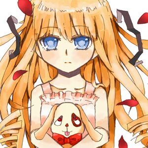 Rating: Safe Score: 0 Tags: 1girl blonde_hair blue_eyes blush bow dress flower image long_hair looking_at_viewer orange_hair petals rose rose_petals shinku solo stuffed_animal stuffed_bunny User: admin