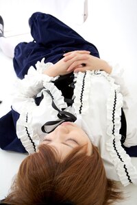Rating: Safe Score: 0 Tags: 1girl animal_ears apron black_ribbon blurry brown_hair cat_ears closed_eyes frilled_sleeves frills long_sleeves lying ribbon solo souseiseki User: admin