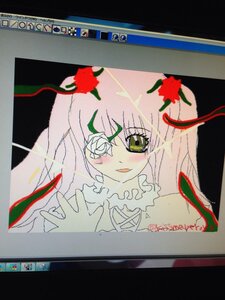 Rating: Safe Score: 0 Tags: 1girl bangs flower frills green_eyes image kirakishou leaf long_hair looking_at_viewer photo pink_hair solo traditional_media upper_body User: admin