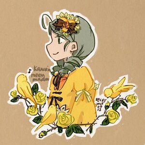 Rating: Safe Score: 0 Tags: 1girl brown_background drill_hair flower green_eyes image insect kanaria musical_note profile ribbon rose smile solo twin_drills yellow_dress yellow_flower yellow_rose User: admin