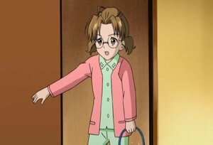 Rating: Safe Score: 0 Tags: 1girl :o antenna_hair bangs brown_eyes brown_hair buttons glasses human long_sleeves open_mouth pajamas sakurada_nori screenshot solo standing User: admin